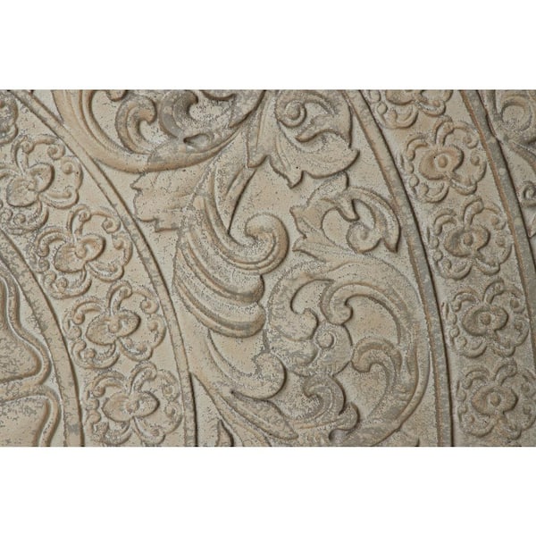 47 in. x 16 in. Each Large Stone Gray Decorative Carved Wood Wall Decor Panels with Radial Acanthus Carvings (Set of 3)
