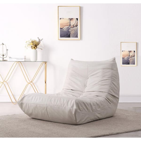 Bean Bag Chairs, Tufted Soft Stuffed Bean Bag Chair with Foam Filling,  Fluffy Lazy Sofa, Faux Fur Bean Bag Chair for Bedroom, Living Room,Ivory 