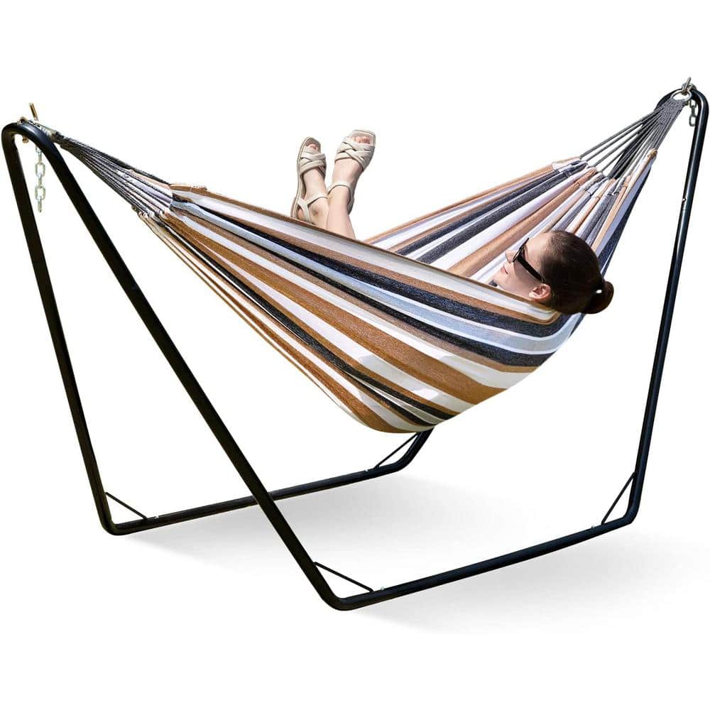 9 ft. Hammocks with Stand Included, Space Saving Steel V-Type for 2 Person,
