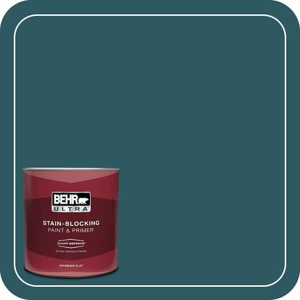 BEHR ULTRA 1 qt. #QE-47 Petro Blue Extra Durable Flat Interior Paint & Primer