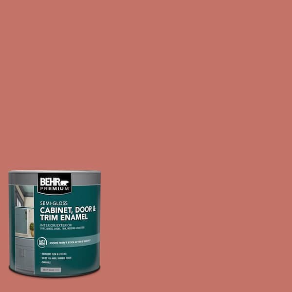 BEHR PREMIUM 1 qt. #PPU1-05A Red Coral Semi-Gloss Enamel Interior/Exterior Cabinet, Door & Trim Paint