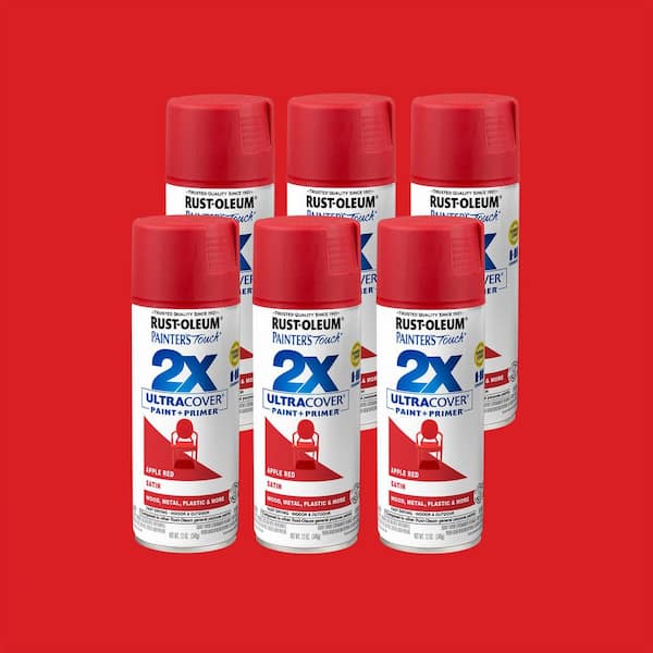 12 Oz. Satin Apple Red General Purpose Spray Paint (6-Pack)