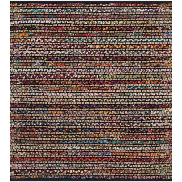 SAFAVIEH Cape Cod Multi 4 ft. x 4 ft. Square Striped Speckled Area Rug