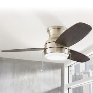 Ashby Park 44 in. White Color Changing Integrated LED Brushed Nickel Ceiling Fan with Light Kit and 3 Reversible Blades