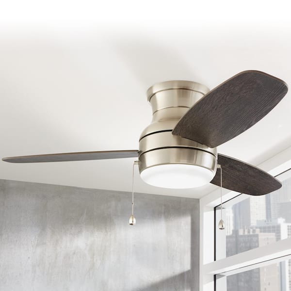 Ashby Park 44 in. White Color Changing Integrated LED Brushed Nickel Ceiling Fan with Light Kit and 3 Reversible Blades