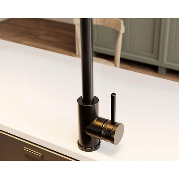 ANGELSEY Single-Handle High-Arc Kitchen Faucet with 360° Spout Swivel in Matte Black