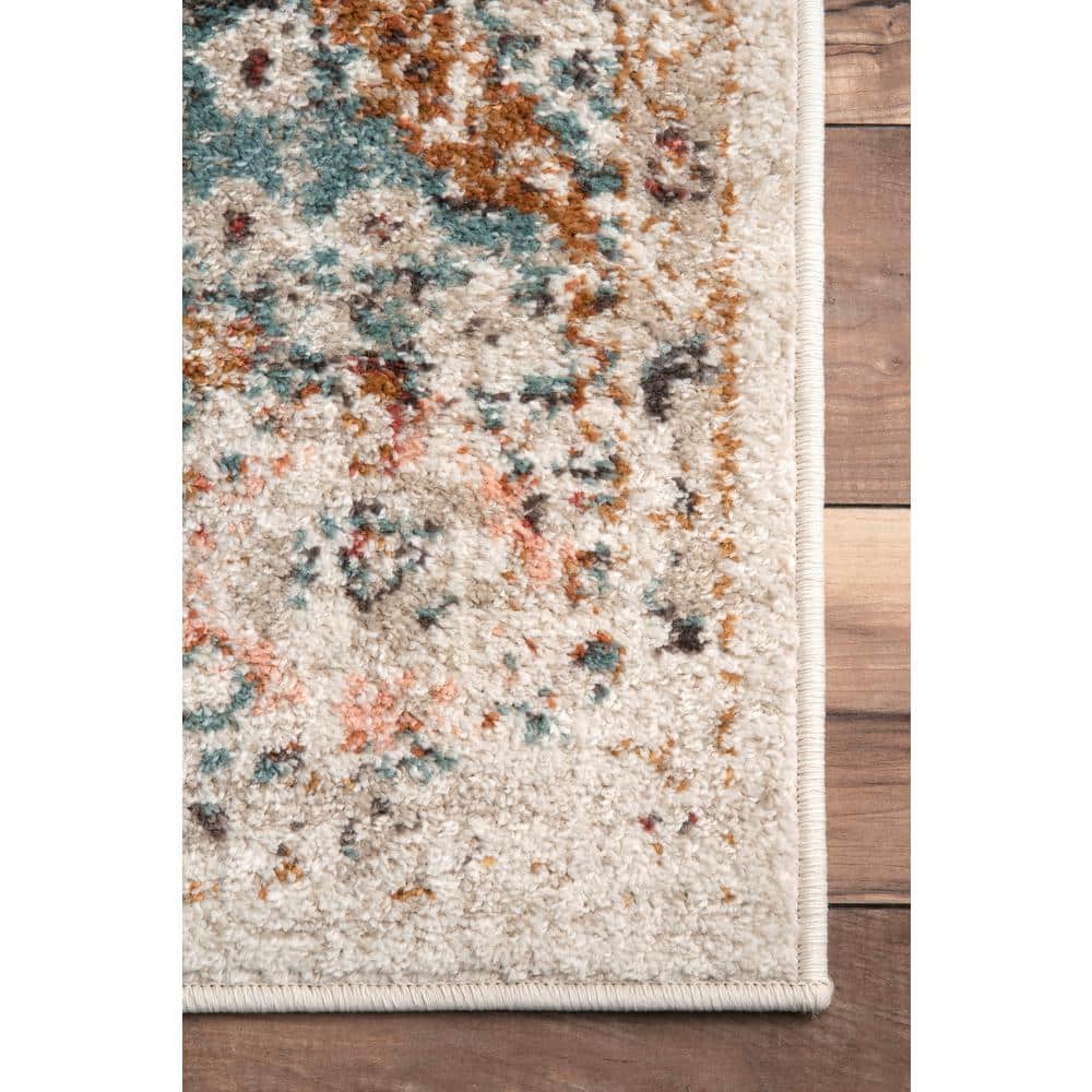 Cecil 10' x 14' Red and Beige Floral Synthetic Area Rug