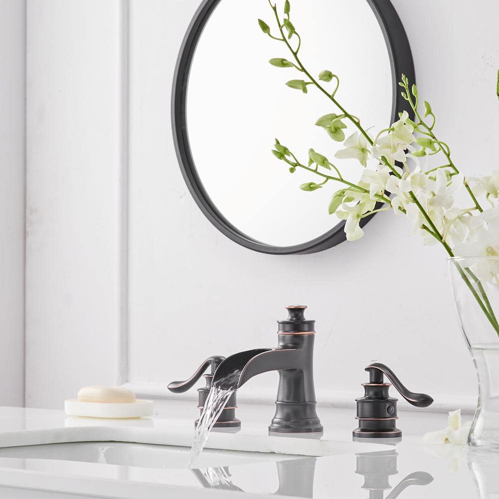 Oil Rubbed Bronze 8-Inch Widespread Double Handle Bathroom Faucet