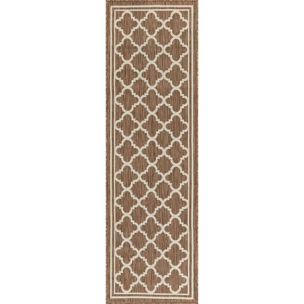 Eco Geometric Gold 2 ft. x 8 ft. Indoor/Outdoor Runner Rug