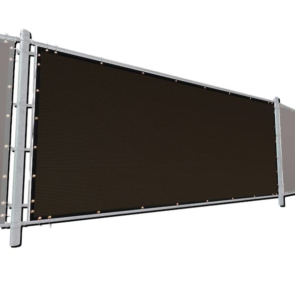 ROYAL SHADE 5 ft. x 12 ft. Brown Plastic Mesh Fabric Privacy Fence Screen with Perimeter Stitched Edges and Grommets