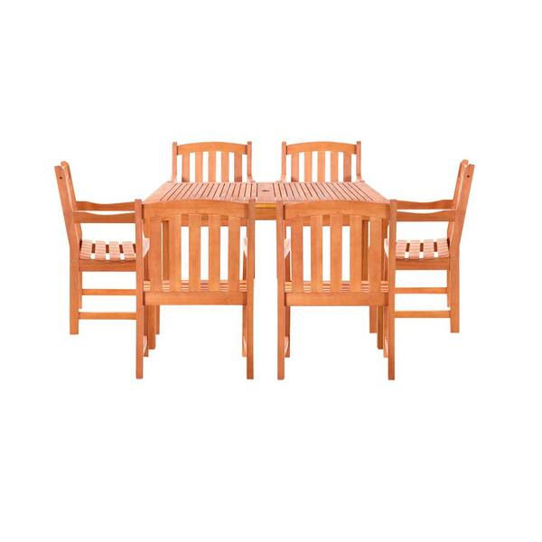 Vifah Chadwick 7-Piece Wood Rectangle Outdoor Dining Set