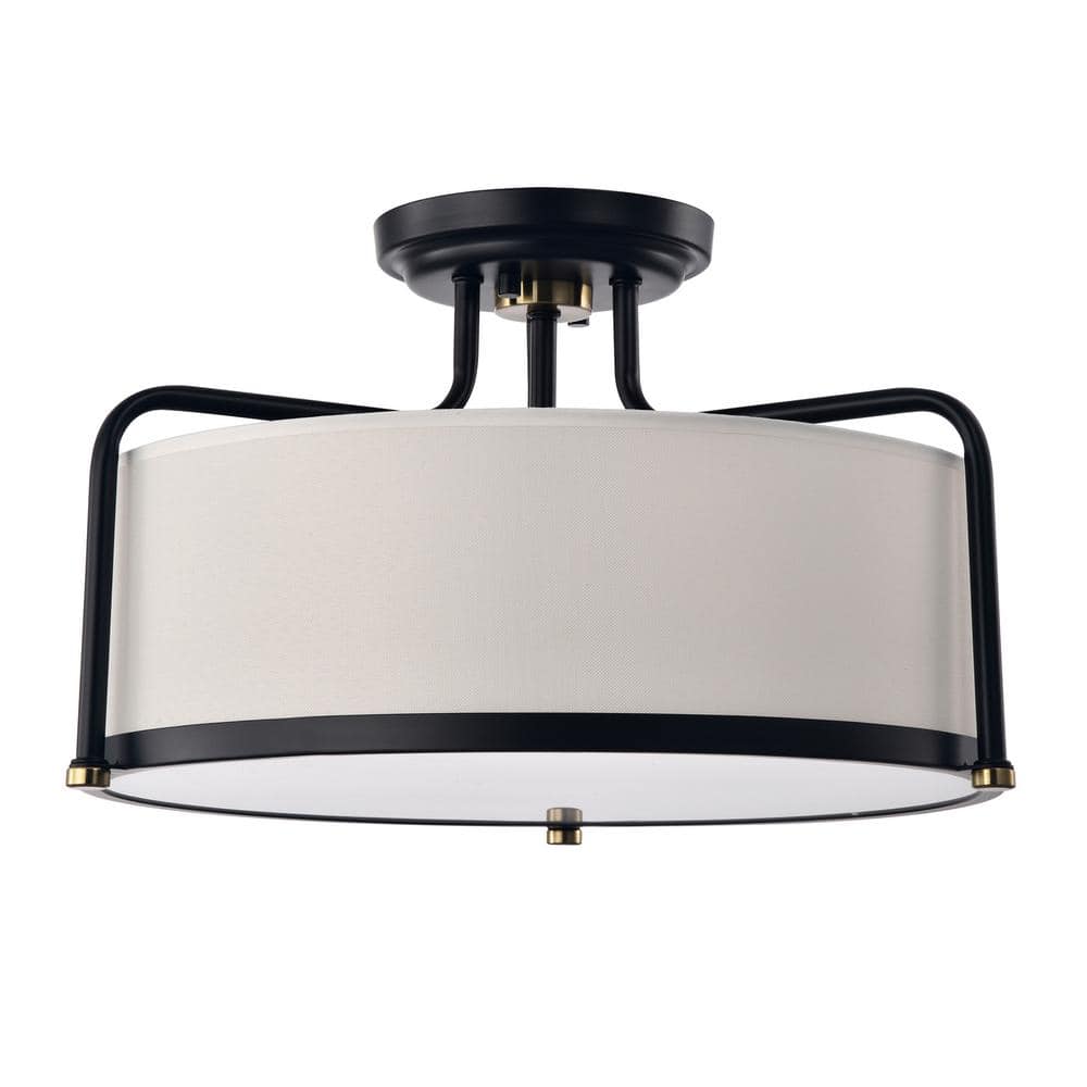 Warehouse of Tiffany Jaci 18 in. 3-Light Indoor Matte Black