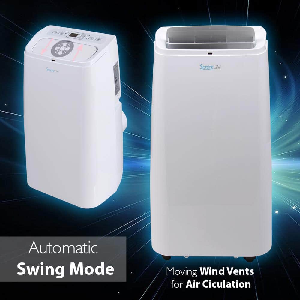 SereneLife 12,000 BTU White Portable Air Conditioner with Remote