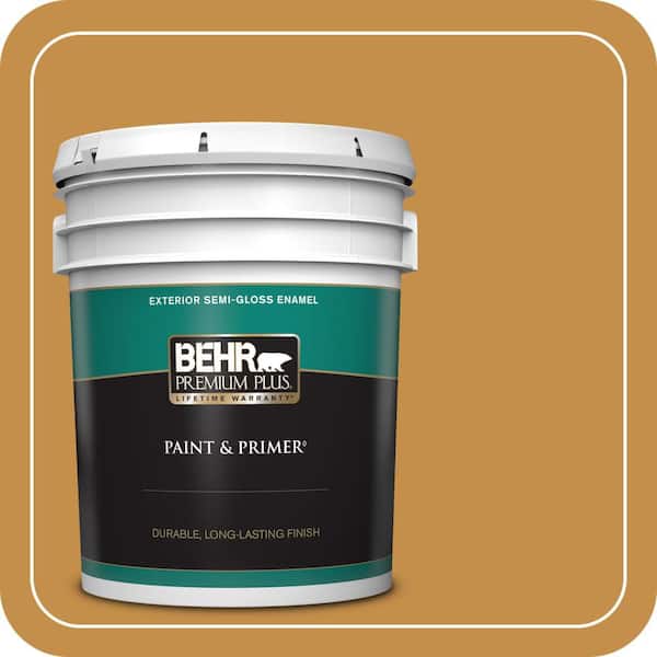 BEHR PREMIUM PLUS 5 gal. #310D-6 Light Copper Semi-Gloss Enamel Exterior Paint & Primer