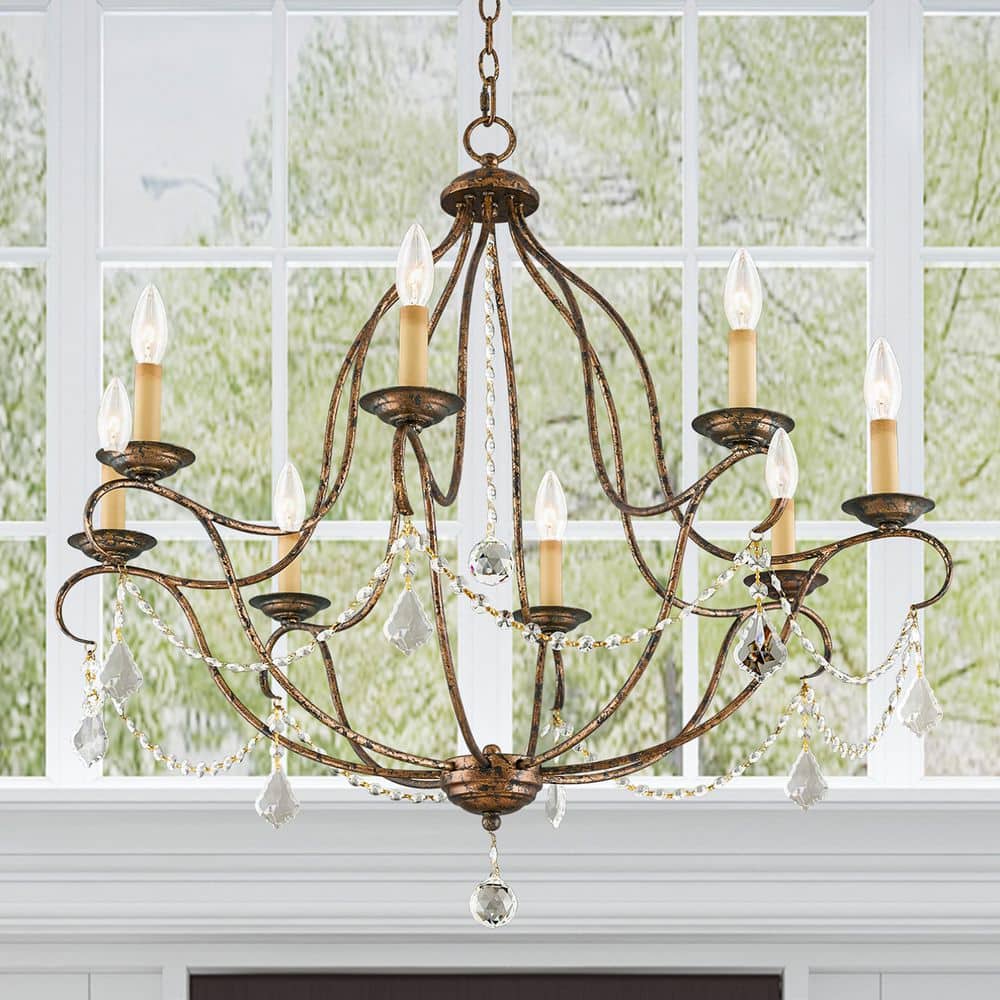Mini Venetian Golden Bronze 8-Light Candle Chandelier