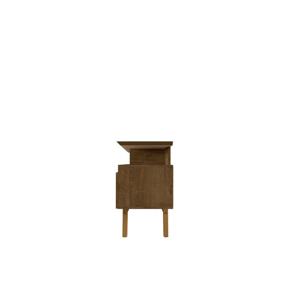 Rustic Brown Mid-Century Modern 70'' TV Stand with Cabinet Storage