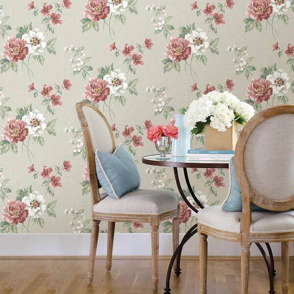 Chesapeake Keighley Red Floral Paper Strippable Roll Wallpaper (Covers 56.4 sq. ft.)