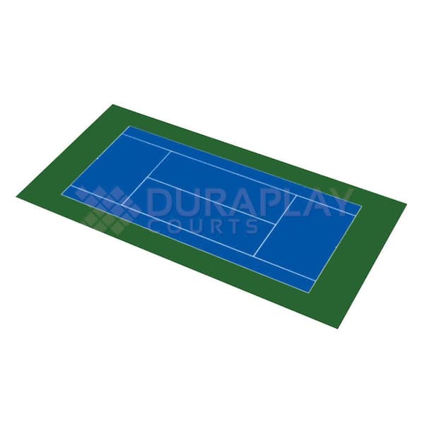 DuraPlay 50 ft. 6 in. x 99 ft. 10 in. Royal Blue and Olive Green Full Tennis Court Kit
