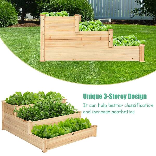Costway 49 In Dia Natural Wooden Garden Raised Bed 3 Tier Elevated Planter Kit Gt3424 The Home Depot Costway 49 In Dia Natural Wooden, Wood For Raised Garden Bed Home Depot