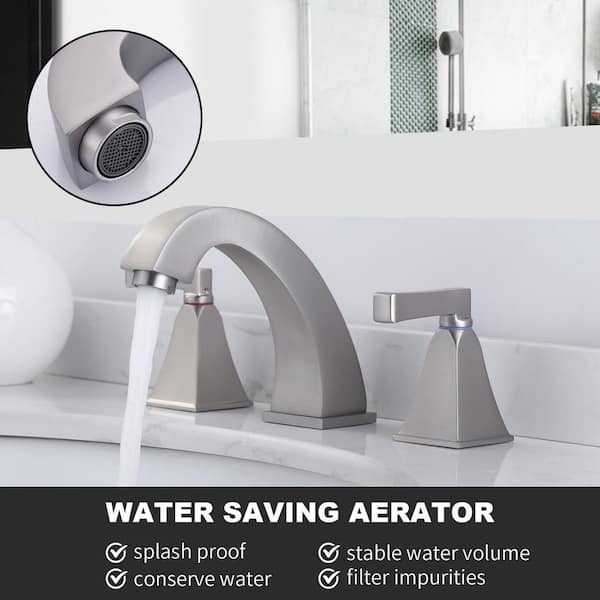 8 in. Widespread Double Handle Bathroom Faucet with Pop-up Drain Kit and 24" Supply Lines Included in Brushed Nickel