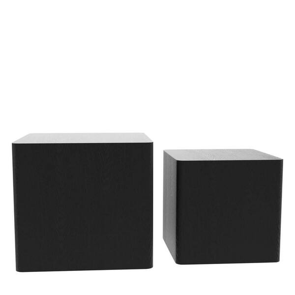Black Square Wood Coffee Tables, Nesting Table/Side Table (Set of 2