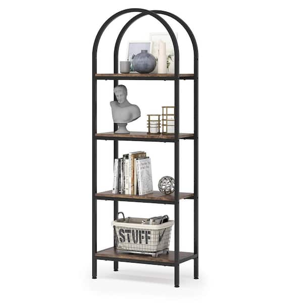 TRIBESIGNS WAY TO ORIGIN Jannelly 70.8 in. Rustic Brown Wood and Black  Metal Frame 6 tier Radial Corner Shelves Bookcase Storage Rack Plant Stand  HD-F1356-WZZ - The Home Depot