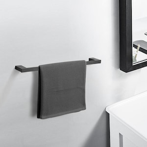 5-Piece Bath Hardware Set with Towel Bar, Towel Rack, Toilet Paper Holder, and 2-Towel Hooks Included in Matte Black