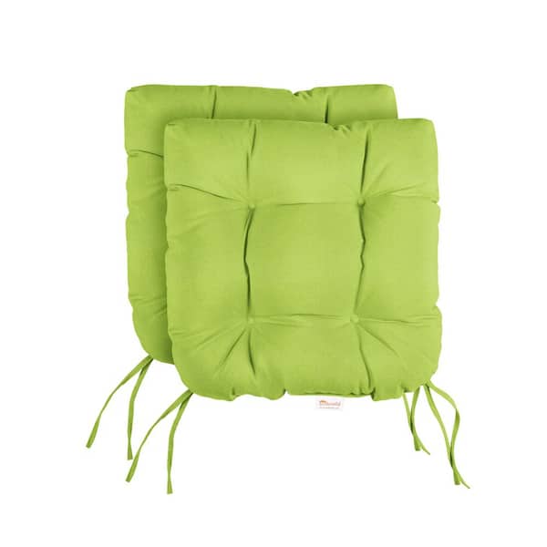 SORRA HOME Sunbrella Canvas Macaw Tufted Chair Cushion Round U Shaped Back 16 x 16 x 3 Set of 2 HD888621SC