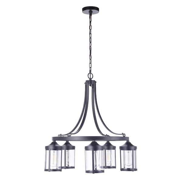 CRAFTMADE Elliot 5-Light Flat Black Finish w/Clear Glass Transitional Chandelier for Kitchen/Dining/Foyer No Bulb Included