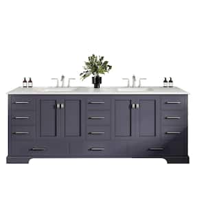 Storehouse 84 in. W x 22 in. D x 34 in. H Bathroom Vanity in Dark Gray with White Carrara Marble Top with White Sink
