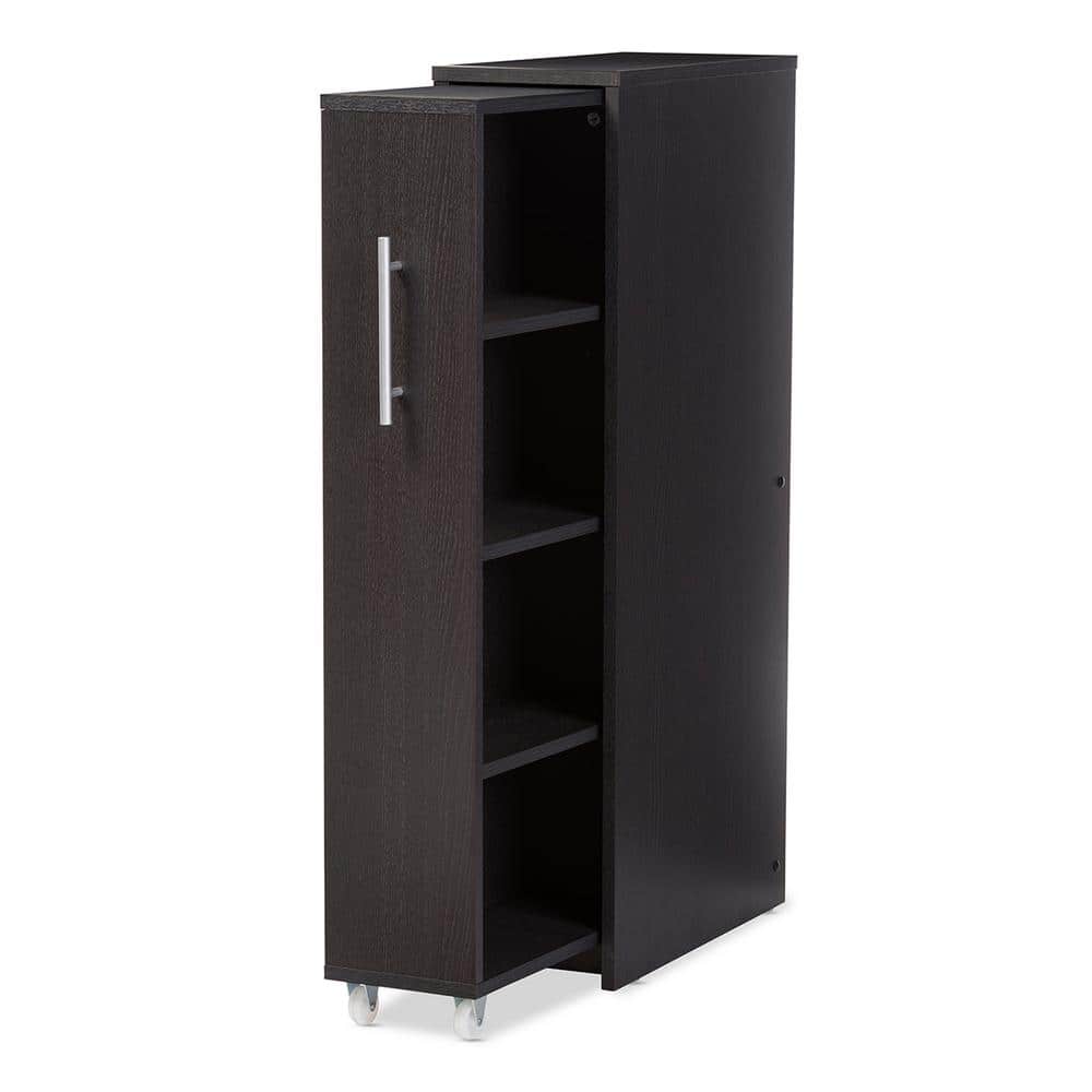 Lindo Dark Brown Engineered Wood Bookcase with Hidden Shelving