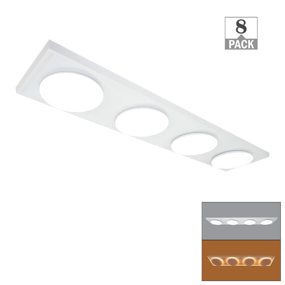 46 in. x 10 in. LED Closet Light Flush Mount with 4 Round Light Heads and N