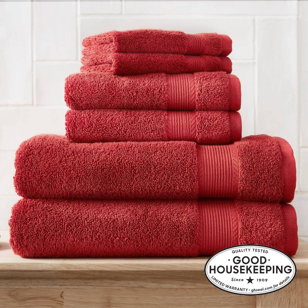 StyleWell Hygrocotton Chili Red 6-Piece Bath Towel Set