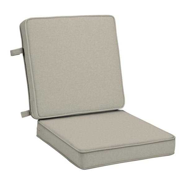 Foam Outdoor Double Welted Dining Chair Cushion 20 x 20 Made with ProFoam, Heathered Taupe Woven Solid