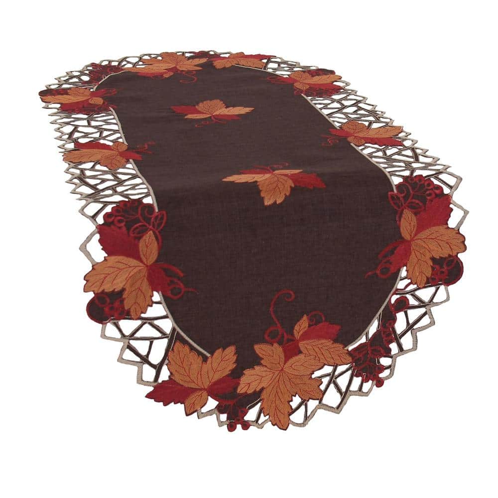 16"x36"Embroidered Tablecloth Brown Cutwork Table Runner Home Decor 