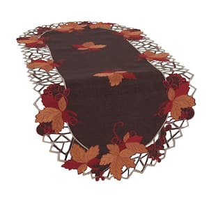 0.1 in. H x 16 in. W x 34 in. D Harvest Hues Embroidered Cutwork Fall Table Runner