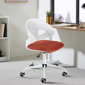 Dot Fabric Standard Upholstered Swivel Chair Ergonomic Adjustable Height Task Chair in Red Peppery with Wheels