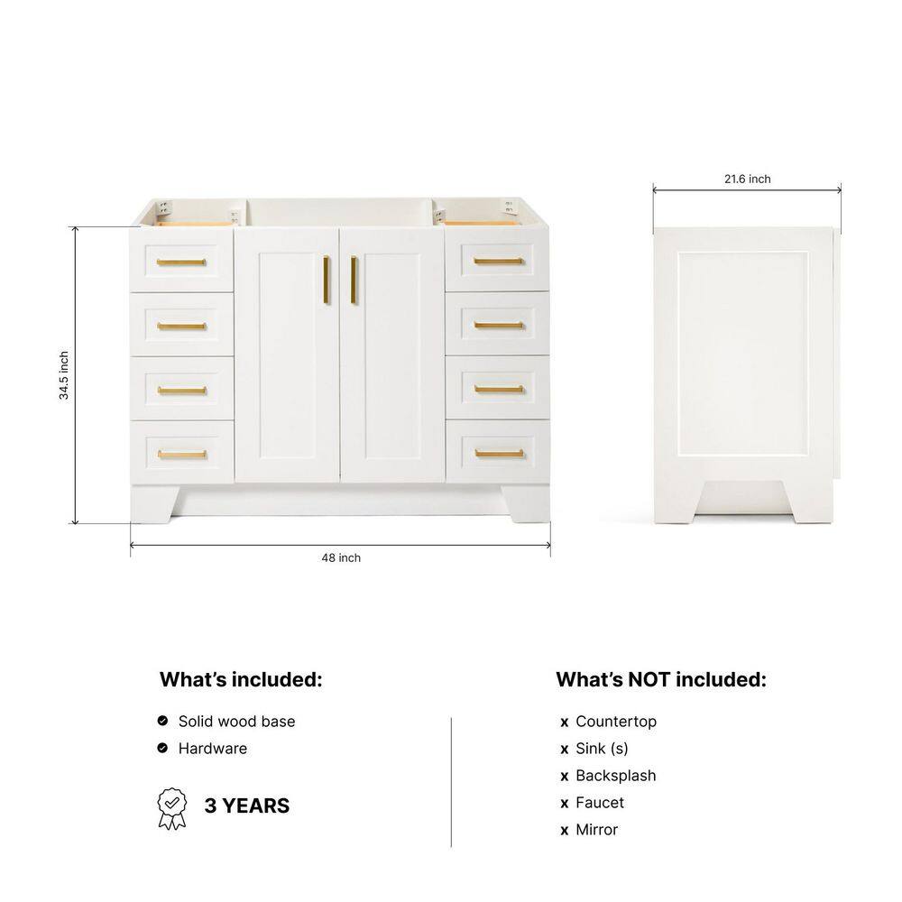 Taylor 48'' White Hardwood Single Bathroom Vanity
