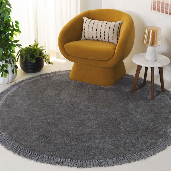 Vermont 6 ft. x 6 ft. Round Gray Minimalist Solid Round Area Rug