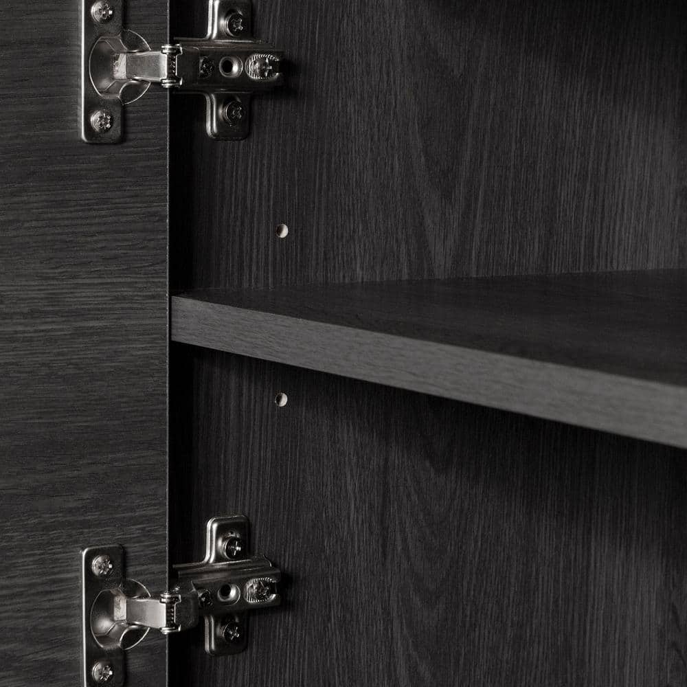 Gray Oak 75" TV Stand with Cabinet and Storage Shelves