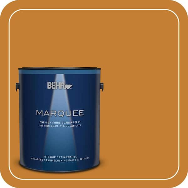 BEHR MARQUEE 1 gal. #S-H-290 Exotic Honey Satin Enamel Interior Paint & Primer