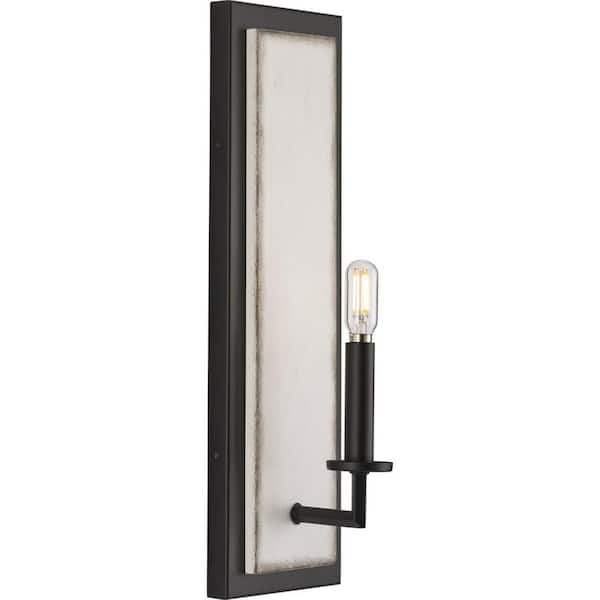 Progress Lighting Galloway 1-Light 18 in. Matte Black Modern Farmhouse Wall  Bracket with Distressed White Accents P710109-31M - The Home Depot