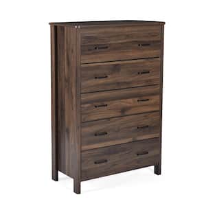 Hysham 5-Drawer Medium Brown Chest of Drawers 16.00 in. D x 31.50 in. W x 48.30 in. H