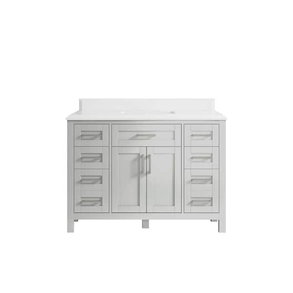 Willow Collections Cambridge 48 in. W x 22 in. D x 36 in. H Bath Vanity in Gray with Cove Edge White Quartz Top