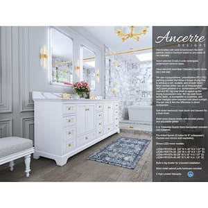 Audrey 84 in. W x 22 in. D x 34.3 in. H Double Sinks Bath Vanity in White with Calacatta Quartz Top and Gold Hardware