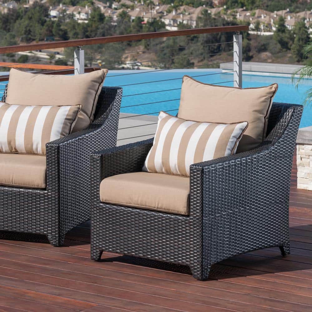 Maxim Beige Aluminum and Wicker Club Chair with Cushions