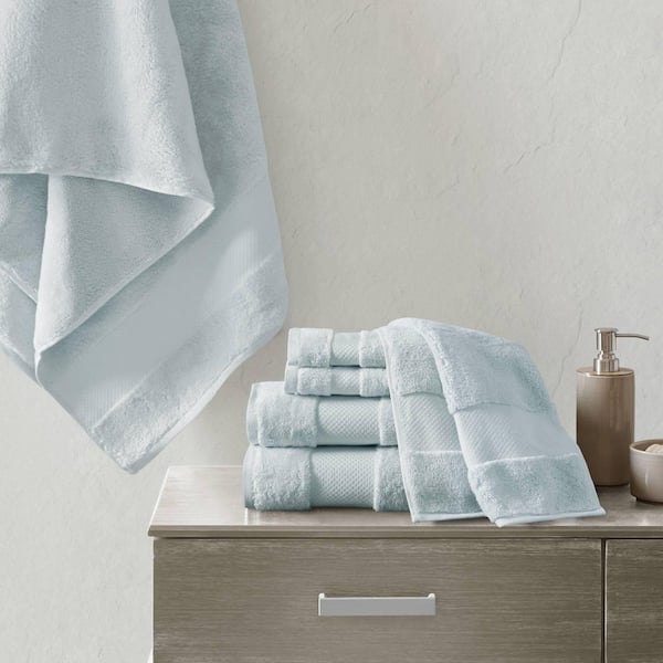 MADISON PARK Signature Turkish 6-Piece Light Blue Cotton Bath Towel Set