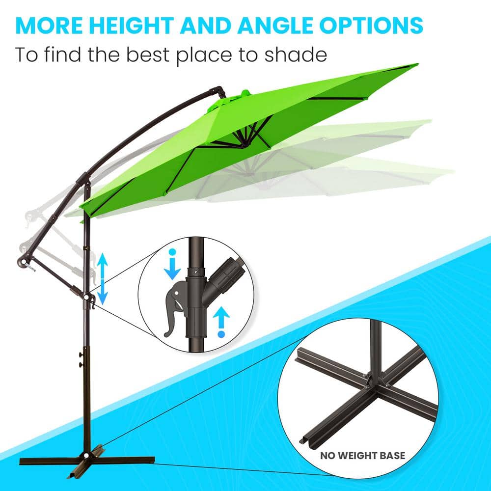 10 ft Apple Green Cantilever Patio Umbrella with Steel Pole
