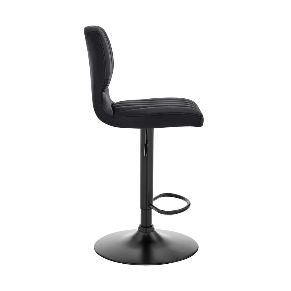 Adjustable Black Metal and Leatherette Swivel Bar Stool