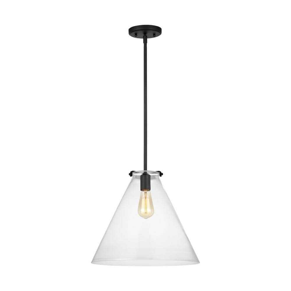 Kate Midnight Black Cone Pendant with Clear Glass Shade